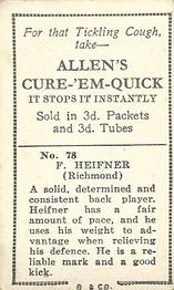 1933 Allen's League Footballers #78 Fred Heifner Back